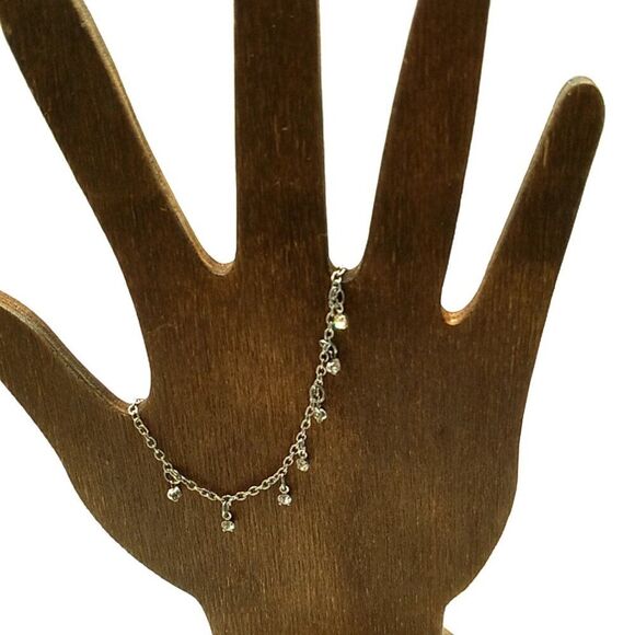 Silver-tone Tiny Dangling Crystal Drops Lightweight Bracelet-Anklet NWOT - Picture 7 of 13